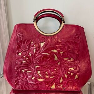 Patricia Nash Red Floral Embossed Tote